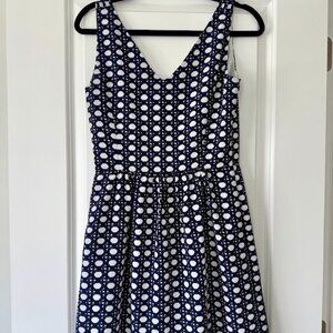 Vineyard Vines Navy and White Sleeveless Mini Dress